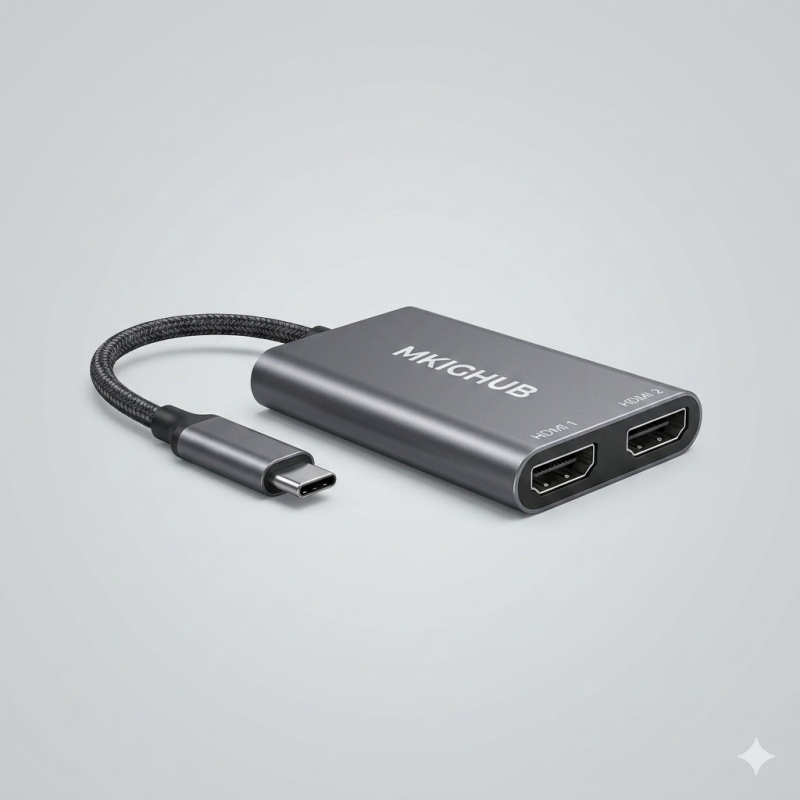 Adaptador USB Tipo C a 2 HDMI MKIGHUB | Doble Pantalla