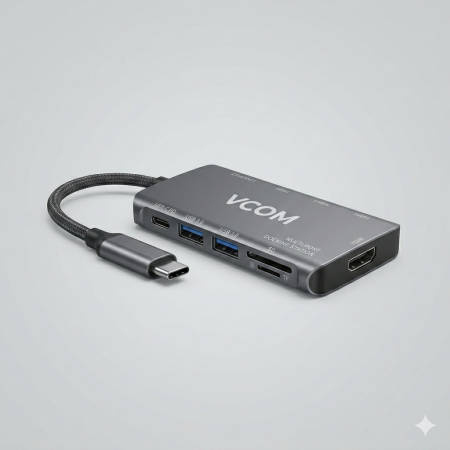 Adaptador Docking USB Tipo C VCOM | Multipuertos para Laptop