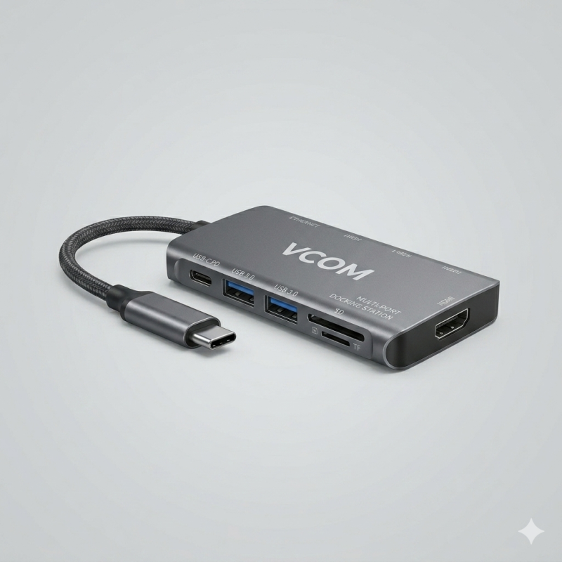 Adaptador Docking USB Tipo C VCOM | Multipuertos para Laptop